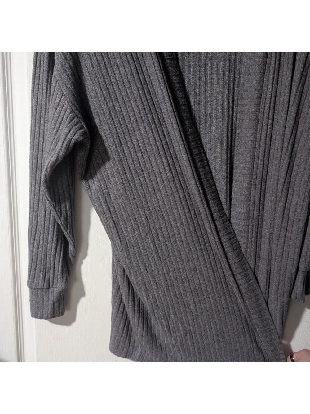 Everyday Sunday | Ribbed Knit Long Cardigan In Grey - Picture 8 of 11